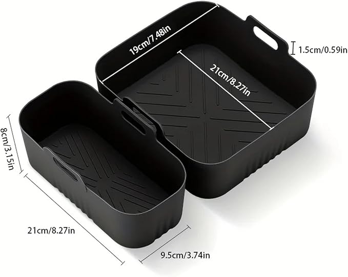 Compatible for Philips Dual Basket Air Fryer NA350 Series 6L/3L, Reusable Silicone Dual Airfryer Liner Air Fryer Accessories(Black)