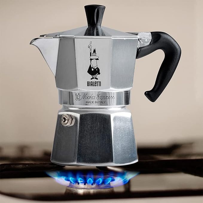 Bialetti - Moka Express: Iconic Stovetop Espresso Maker, Makes Real Italian Coffee, Moka Pot 1 Cup (2 Oz - 60 Ml), Aluminium, Silver