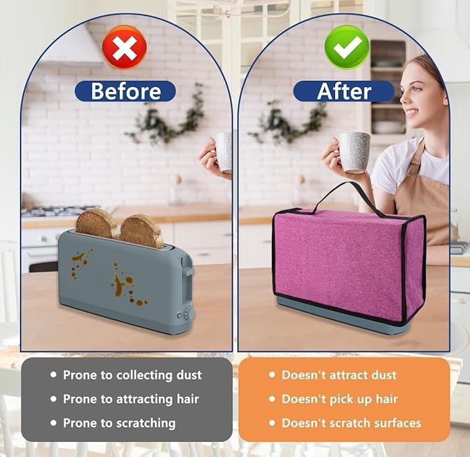 Cover for Bella 2 Slice Slim Toaster,Heat-Resistant Dustproof Waterproof Kitchen Heavy Protection Appliances Case Covers with Handle,for Bella 2 Slice Slim Toaster,Women/Mother's Day Gift (Purple)
