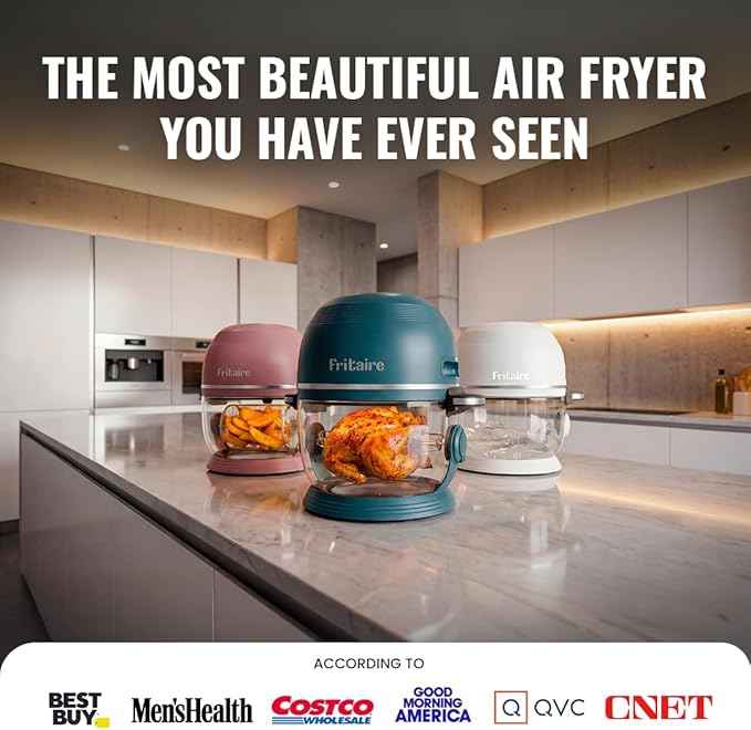 Non Toxic Air Fryer™ Pro | 9-in-1 Glass Air Fryer | Self-Cleaning | 5 Quart | Rotisserie and Tumbler | 400F Vortex For Even Cooking, BPA-Free Teflon Free, Recrisp, Roast, Bake, Sage