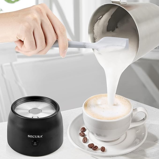 Secura 17oz Detachable Milk Frother and Steamer, Stainless Steel Electric Hot/Cold Foam Maker for Lattes, Cappuccinos & Hot Chocolate, Upgraded 2-in-1 Whisks, Non-Stick & Teflon-Free Design