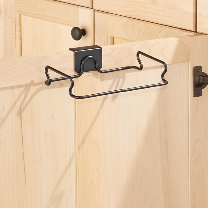 InterDesign Classico Over Cabinet Plastic Bag Holder – Storage Organizer for Kitchen, Bronze