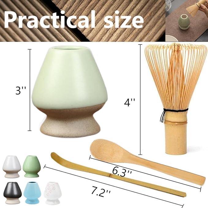 Matcha Whisk Holder Matcha Chasen Whisk Stand Ceramic Holder fit for Traditional Japanese Tea Ceremony Starter (Cherry Blossoms porcelain white)