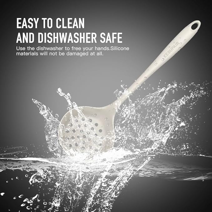 Kitchen Utensils Set - 446°F Heat Resistant Silicone Cooking Utensils Set-Kitchen Tools and Gadgets for Cooking Nonstick Cookware with Tongs,Turner,Spatula,Spoon,Brush,Peeler,Grater,Scissors (Khaki)