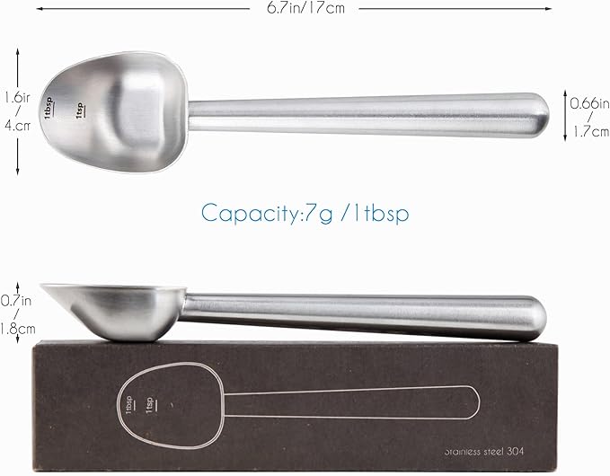 Easyworkz Stainless Steel Long Hollow Handle Coffee Scoop,7g Measuring Spoon, Brushed Silver, Bundled with Easyworkz Nando French Press 34 oz Double Wall Insulated Thermal Coffee Maker