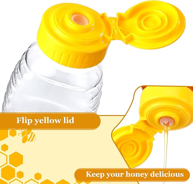 Hoolerry 32 Pieces 5 oz Clear Plastic Honey Bottles Squeeze Honey Containers Jars Empty Refillable Honey Holder with Leak Proof Flip Lid for Storing and Dispensing Food Syrup Sauce