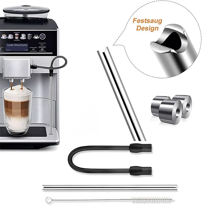 Coffee Machine Replacement Tube, Coffee Machine Replacement Tube Stainless Steel Silicon Milk Hose Coffee Maker Accessories Pipe Coffee Machine Water Hose Cleaning Brush Coffee