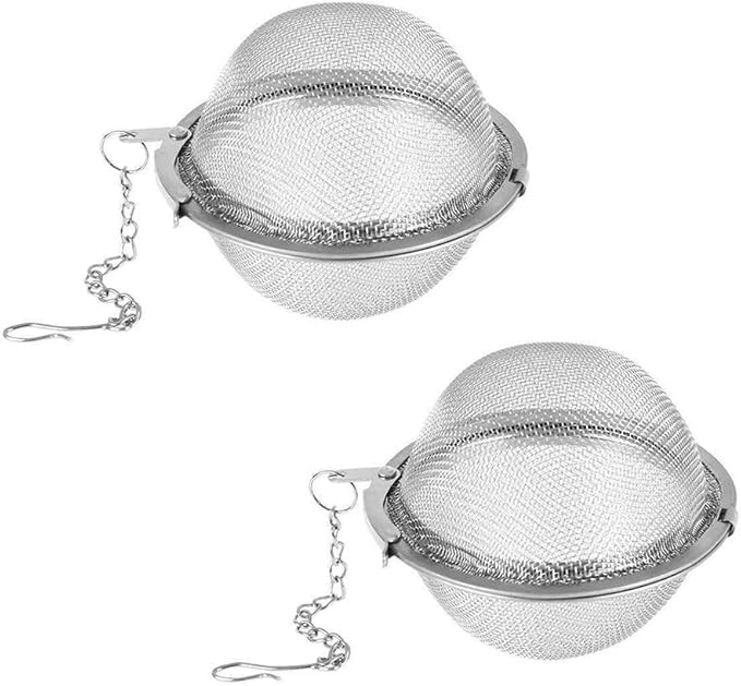 Tea Steeper, 2Pcs Mesh Tea Infuser Premium Tea Filter Tea Interval Diffuser with Extended Chain Hook for Brew Loose Leaf Tea and Spices & Seasonings