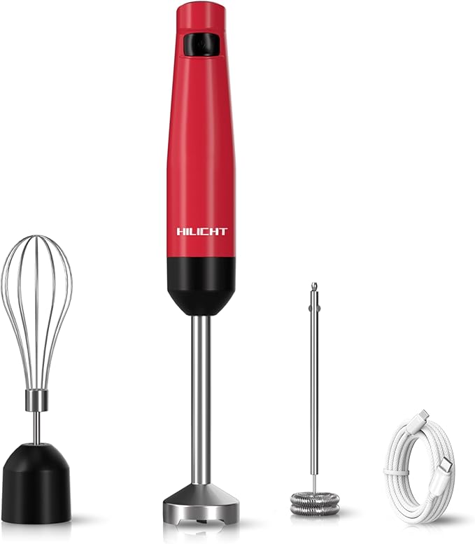 Cordless Hand Blender, 12V Rechargeable Immersion Blender with Brushless Motor, 60+ Bowls per Charge, 2-Blade, Auto Lock, Whisk & Frother for Soup, Smoothies, Baby Food