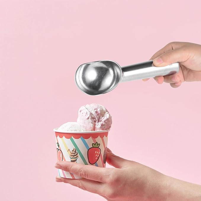 Aluminum Ice Cream Scoop, Ice Cream Scooper, Silver, Comfortable to Hold, Lightweight (Medium)