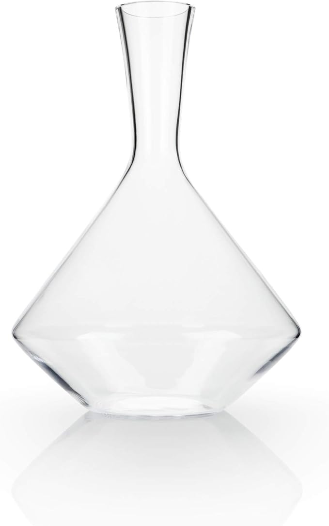 Viski Angled Wine Decanter, Lead-Free Crystal Carafe for Red and White Wine with Broad Base for Aeration, Elegant Large Pitcher for Wedding Gifts, Housewarming Essentials, 60 oz (1.8 L), Set of 1