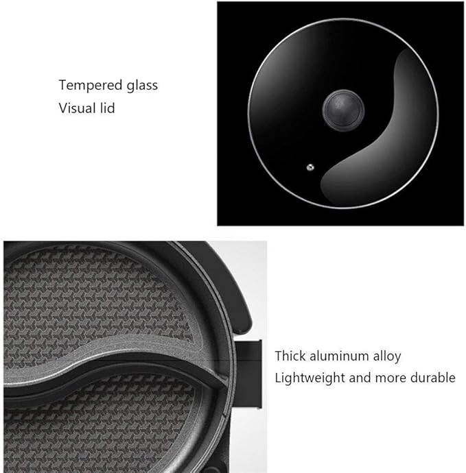 SEAAN Hot Pot with Grill, Korean BBQ Grill Indoor Hotpot Pot Electric Combo, Shabu Shabu Pot with Divider KBBQ Grill Smokeless Non-stick Separate Dual Temperature Control, for 2-12 People, 110V