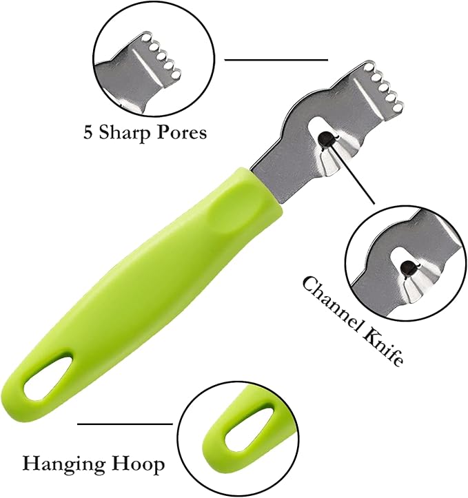 3Pcs Lemon Zester Tool Citrus Peeler Zester Grater with Plastic Handle Stainless Steel Fruit Grater Peeling Knife Multipurpose Kitchen Gadgets Bar Accessories