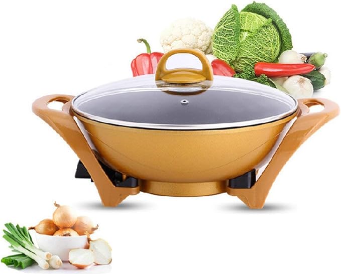 Picnic Bag Korean Multifunction Cooker 34cm Gold Ingot Pot Smoke-Free Non-Stick Electric Wok Health Electric Hot Pot Maifan Stone Pot Electric hob