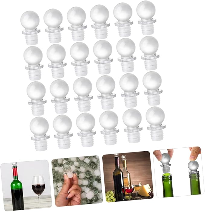 24pcs Glass Ball Wine Stoppers Portable Bottle Caps with Airtight Seal for Perfume and Wine Bottles Lightweight Aroma Container Stoppers for Daily Use