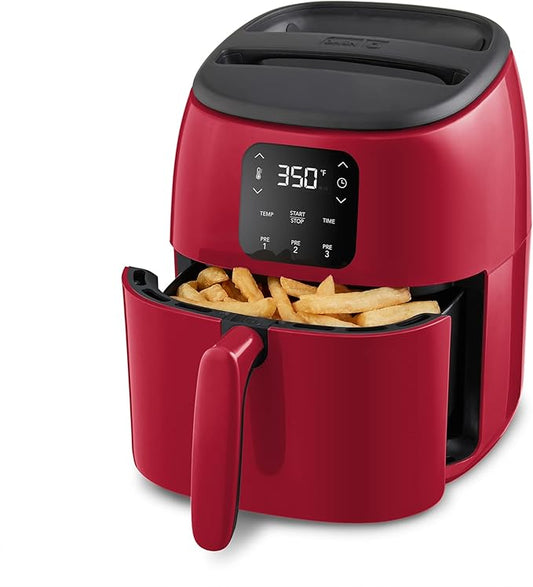 Dash Digital Tasti-Crisp™ Air Fryer - Compact Electric Digital Fryer With Auto Shut-Off Feature - Ideal for Small Spaces - AirCrisp® Technology - 2.6 Quarts - Red
