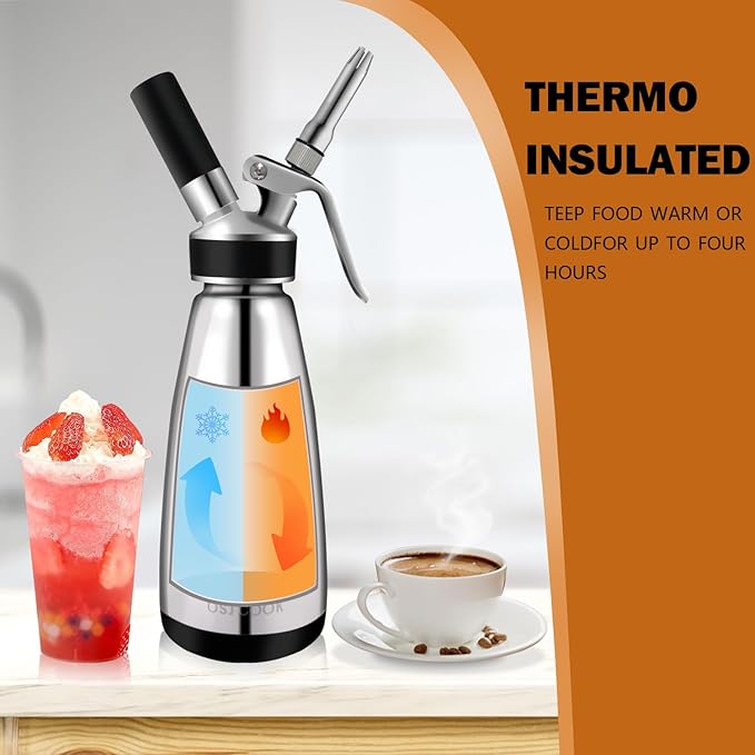 OSJCOOK Whipped CreamDispenser Stainless Steel & Aluminum (Single layer, 500ml)