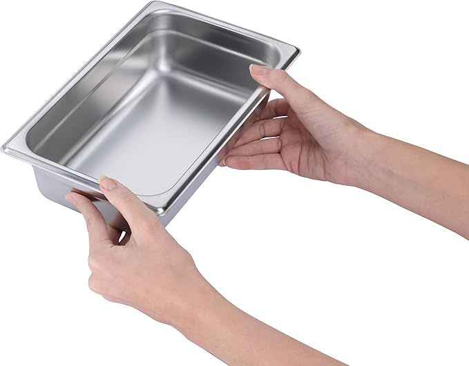 BIRDROCK HOME Stainless Steel Steam Table Pan - Hotel, Restaurant & Catering Supplies - 24 Gauge Steel, 2 qt Capacity - Meal Prep, Cooking, & Food Storage Container - 2.5" Depth, 1/4-Size (6 Pack)