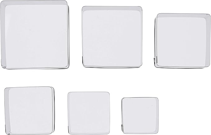 Ateco Plain Edge Square Cutters in Graduated Sizes, Stainless Steel, 6 Pc Set