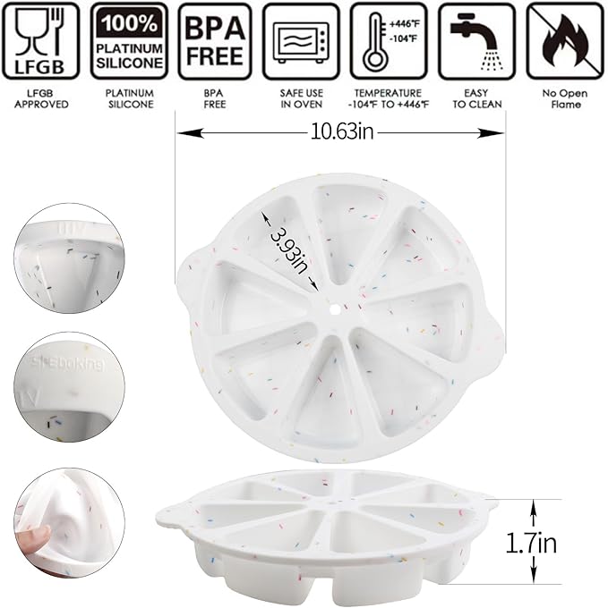 SHEbaking Silicone Scone Pans for Baking Wedge Pan 8-Cavity Silicone Slice Cake Mold Pie Pans for Quiche,Pizza,Brownies BPA free