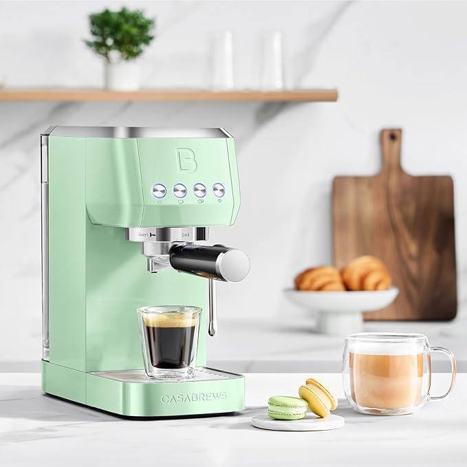 CASABREWS 3700 Essential 20 Bar Espresso Machine, Compact Coffee Maker with Steam Frother, Cappuccino & Latte Maker for Home, 43.9oz Water Tank, Pastel Green