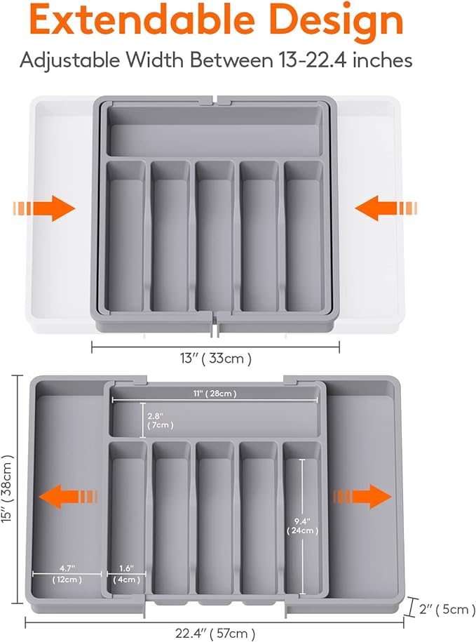 Lifewit 5 Pack Drawer Dividers 5" High,Expandable Utensil Tray for Kitchen,Expandable Dresser Separators in Bedroom/Bathroom/Kitchen/Office