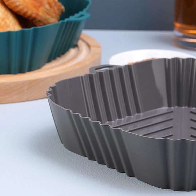 Silicone Baking Tray Reusable Air Fryer Liners Basket Nonstick Oven Baking Pan Multifunctional For Kitchen Gadgets 2Pcs Grey
