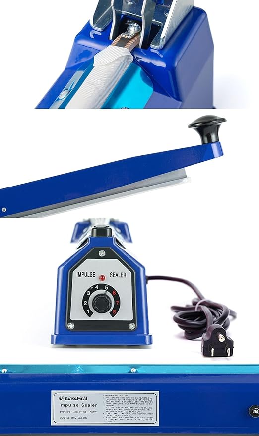 Sealer Pro - 16 inch Impulse Heat Sealer - 5mm Sealing Width - Manual Heat Sealer Machine for All Bags - Most Heavy Duty for Strong, Secure Sealing for Long Term Food Storage, Deep Blue