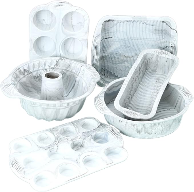 Silicone Baking Tray Silicone Mold Sets Muffin Cup Toast Baking Pan Diy Cake Mold Bakeware Cake Decoration Accessories 6Pcs Set Gray