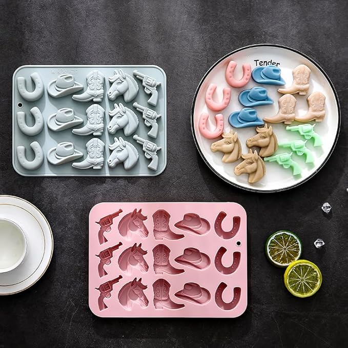 Silicone Cake Pop Mold Non Stick Fancy Mold Cake Pan 15 Cavity Cowboy Shape Candy Cupcake Cornbread Chocolate Brownie Gummy Resin Crafts Cake