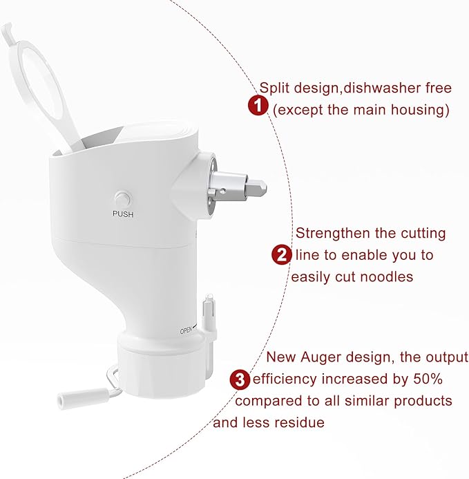 Gourmet Pasta Press Attachment for Kitchenai Stand Mixer, Pasta Maker Attachment with 7 Interchangeable Plates, Pasta Extruder Attachment for Spaghetti Bucatini Fusilli l Macaroni (Standard)
