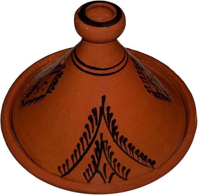 Treasures Of Morocco Cooking Tagine, Large 100%, Handmade, 12 inches, Brown, Clay, Round, Dishwasher Safe, Traditional