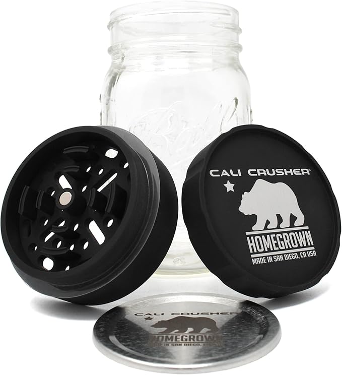 Homegrown Jar Head - 2 Piece Ball Mason Jar Herb & Spice Grinder - Black