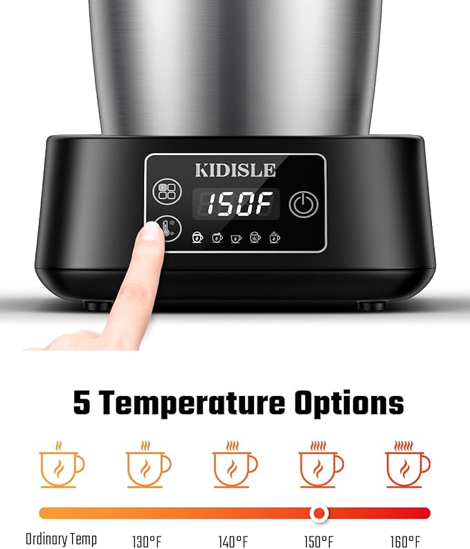 KIDISLE 5-in-1 Milk Frother and Steamer, 17oz Detachable Frother with Adjustable Temperature, Hot Chocolate Maker, Stainless Steel Milk Steamer, Hot & Cold Foam Maker, Dishwasher Safe