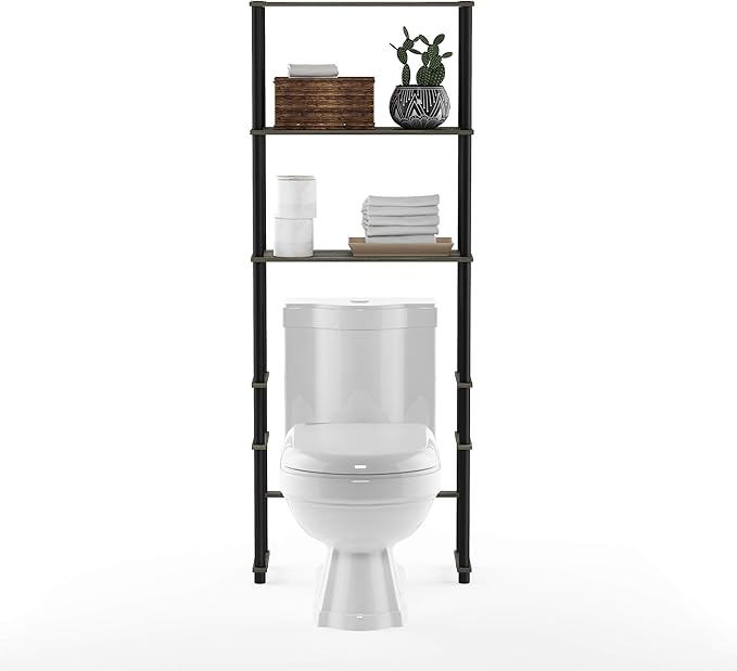 Furinno Turn-N-Tube with 3 Shelves Toilet Space Saver, French Oak Grey/Black