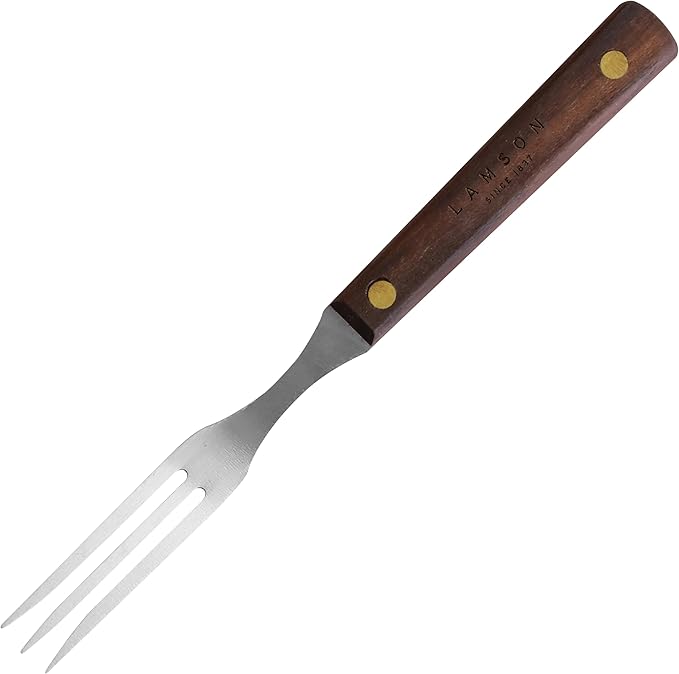 Lamson 7" Granny Fork with 3-Tines - High-Carbon Stainless Steel Forks, Riveted Walnut Handle - Versatile Kitchen Dinner utensil for Meat, Vegetables - Handcrafted in USA