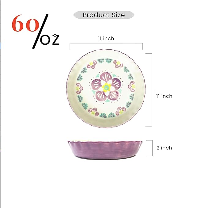 Pie Pans, 11 Inches Ceramic Quiche Pans, Round Pie Tins for Pie, Pizza, Cake, Dinner, Banquet,Oven Safe