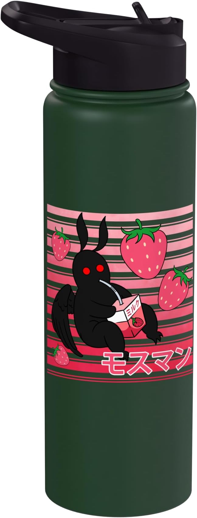 Mothman Kawaii Strawberry Milk Shake Carton Stainless Steel Insulated Water Bottle
