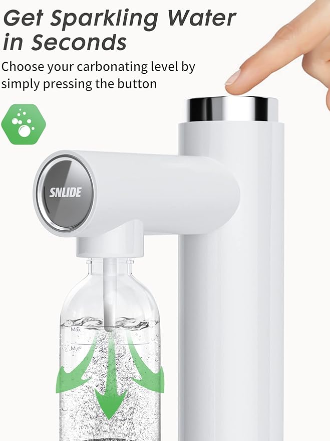 Sparkling Water Maker, Soda Streaming Machine with 1L BPA-Free Carbonation Bottle, Makes Home Fizzy Drinks, Seltzer Carbonated Water Maker, Compatible with Standard 60L CO2 Carbonators (Not Included)