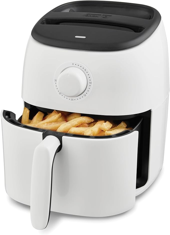 Dash Tasti-Crisp Express Air Fryer - Mini Air Fryer For Crispy Snacks, Frozen Foods and Oil-Free Cooking - Nonstick Basket - White, 2.6-Quart