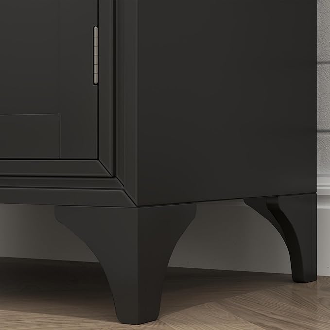 HOMCOM 67" Tall Freestanding Kitchen Pantry Cabinet, 4-Door Storage Cabinet with Drawer and Adjustable Shelves for Dining Room, Black