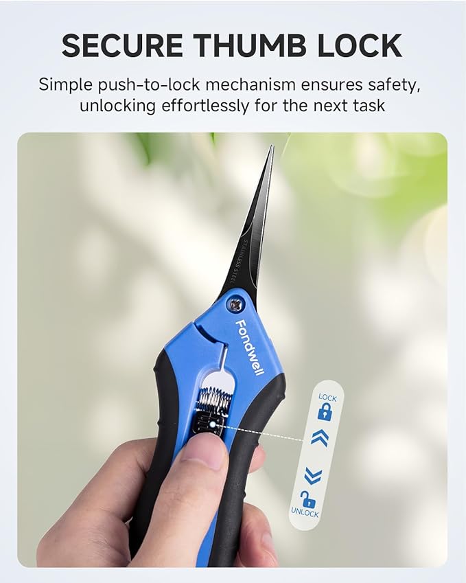 Fondwell 6.5" Pruning Shears Garden Scissors: 2 Pack of Ultra Sharp Trimming Scissors with Non-Stick Teflon Coating - Reliable Flower Snips for Managing Small Plants