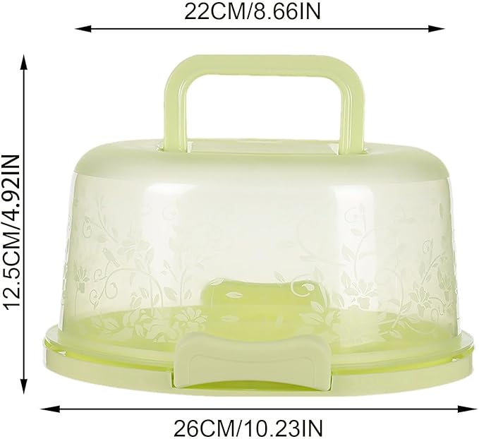 Cake Carrier With Handle - Food Grade Transparent Cover Cake Boxes | Reusable Cake Boxes | Two Sided Cake Holder | Cake Carrier With Lid Pie Cake Carrier Of Pp Polypropylene Material, Green