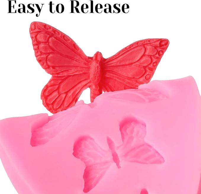 5 PCS Silicone Letter Molds, Non-Stick Number Rose Flower Butterfly Fondant Molds for Chocolate, Candy, Cake Decoration, Cupcake Topper