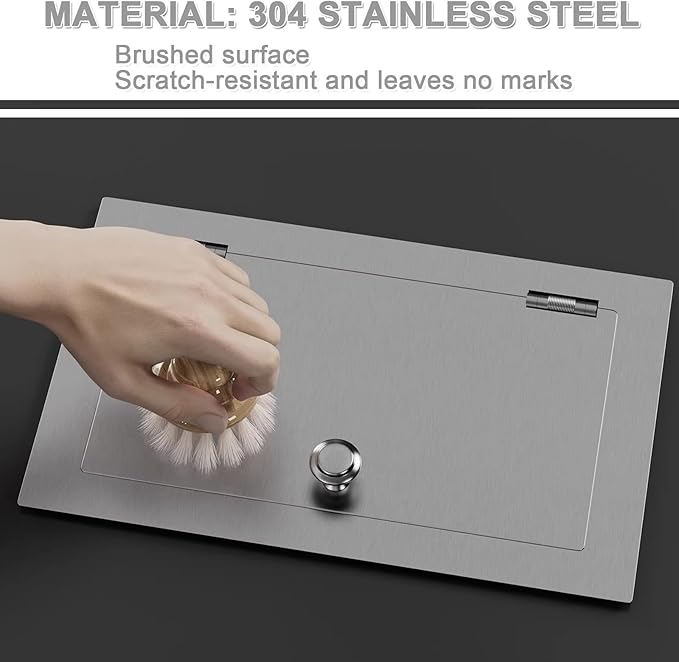 304 Stainless Steel Bin Cover, Countertop Trash can Lid, with a Central Pivot, the Lid can be Lifted, for Kitchen Cabinet, Bar & Bathroom(Silver)