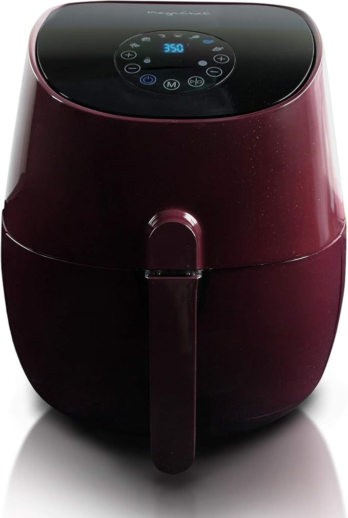 MegaChef 3.5 Quart Airfryer And Multicooker With 7 Pre-programmed Settings in Burgundy
