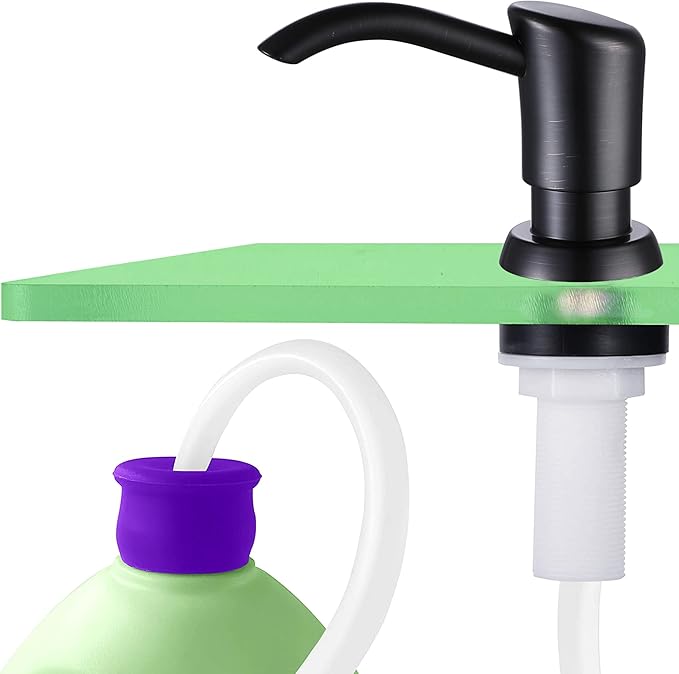 GAGALIFE Built in Counter Soap Dispenser (Oil-Rubbed Bronze) for Kitchen Sink and Extension Tube Kit, Anti-Leakage Upgrade with 40" Tube, No More Top Refill