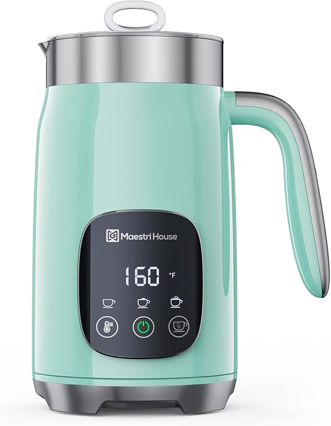 Maestri House Milk Frother, Variable Temp and Froth Thickness Milk Frother and Steamer, 14.1OZ/400ML Smart Touch Control Foam Maker, Memory Function for Latte, Warm Milk, Hot Chocolate (Blue)