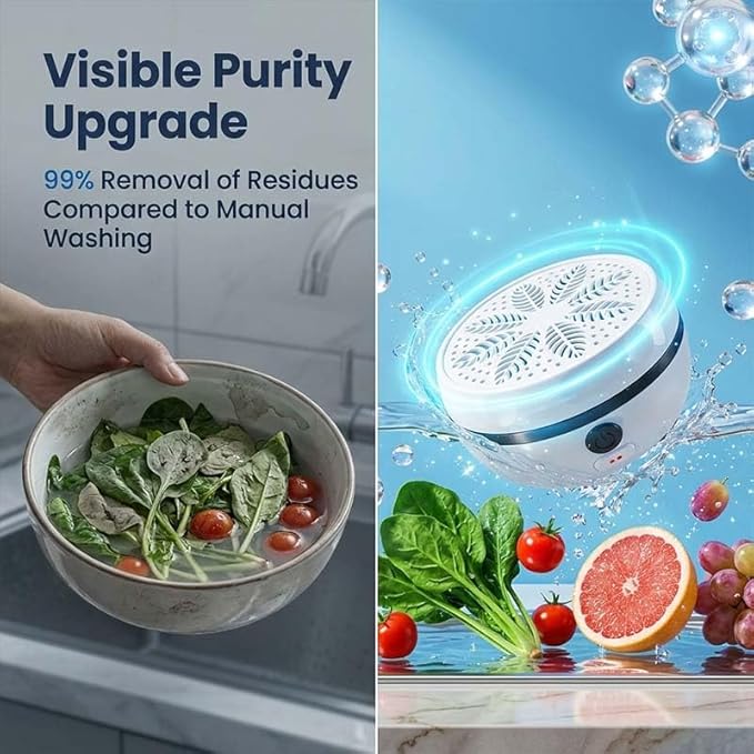 Fruit & Vegetable Cleaning Machine: Vegetable Cleaner Device with Multi-Mode Cleaning - Portable Waterproof Food Purifier for Fruits, Vegetables, Meat & Seafood - USB Rechargeable (blue)