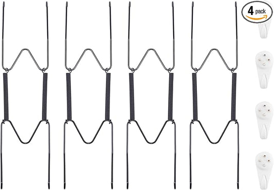 Bilillo 4 Pack Plate Hangers for The Wall, Suitable for 8''-10'' Decorative Plate,Invisible Heavy Duty Wire Plate Holder with Wall Hooks, Plate Hangers for Displaying Plates, Platter, Dish (Black)